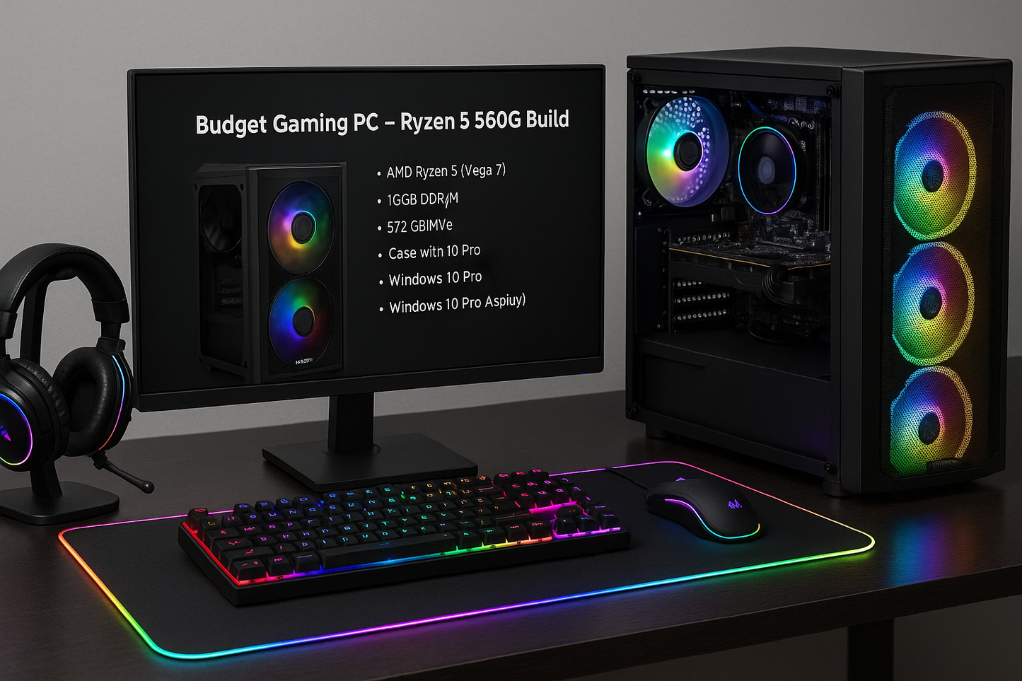 Full Gaming PC Setup – Ryzen 5 5600G + RGB Bundle💻